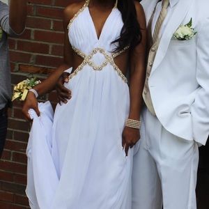 White & gold detailed dress